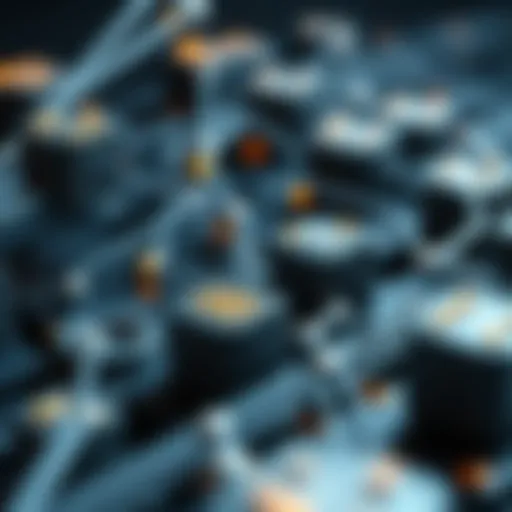 A conceptual representation of blockchain technology with interconnected blocks