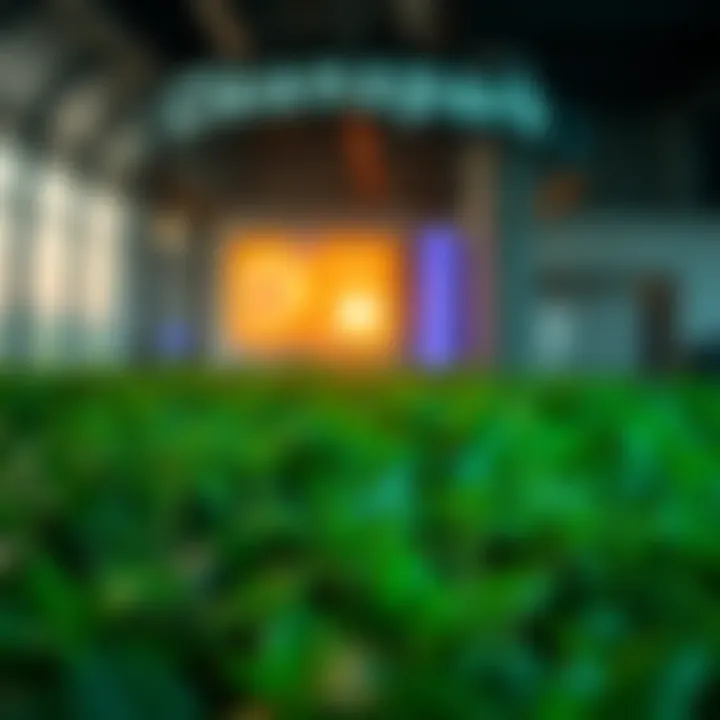 Blockchain Technology Emphasizing Sustainability Visual representation of blockchain technology with a green twist