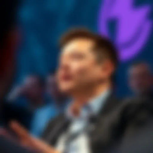 Elon Musk speaking at a tech conference