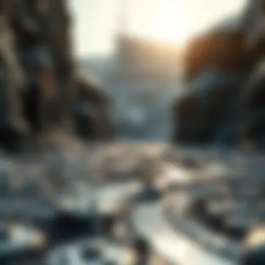 The Future of Cryptocurrency Mining A futuristic landscape depicting the future of cryptocurrency mining trends.