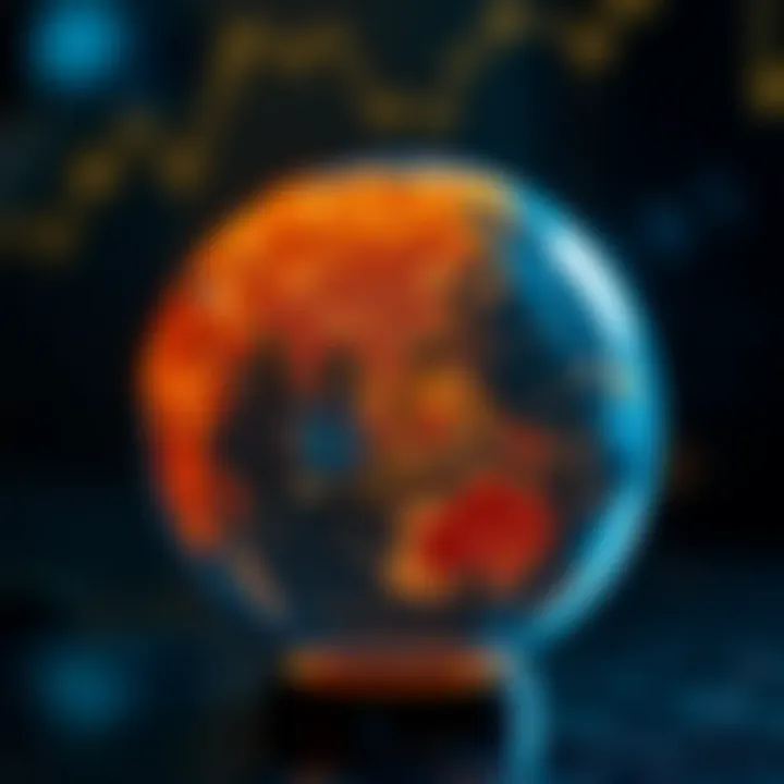 A globe highlighting various currencies